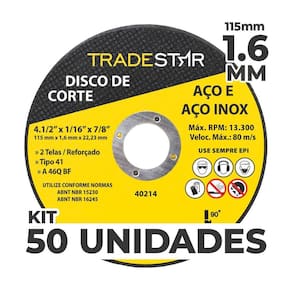 Kit Com 50 Disco De Corte Metal 4.1/2 115X1,6 Mm