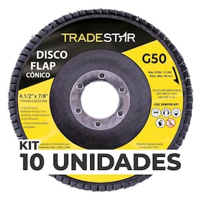 Kit Com 10 Disco Flap Conico 4.1/2 X 7/8 Fds115-50Fc Z50