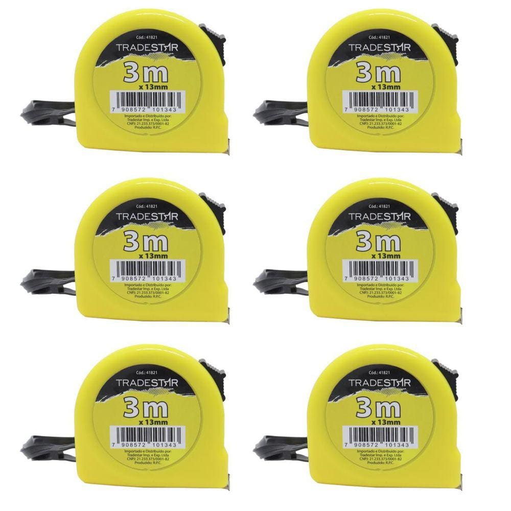 Kit 06 Trena Aço Metal 3M Bolso Básica Fita Com Trava