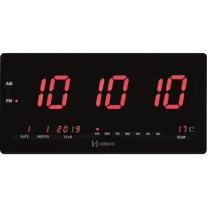 Relógio De Parede Digital De Led Vermelho 47 Cm X 23 Cm Herweg 6464 Preto