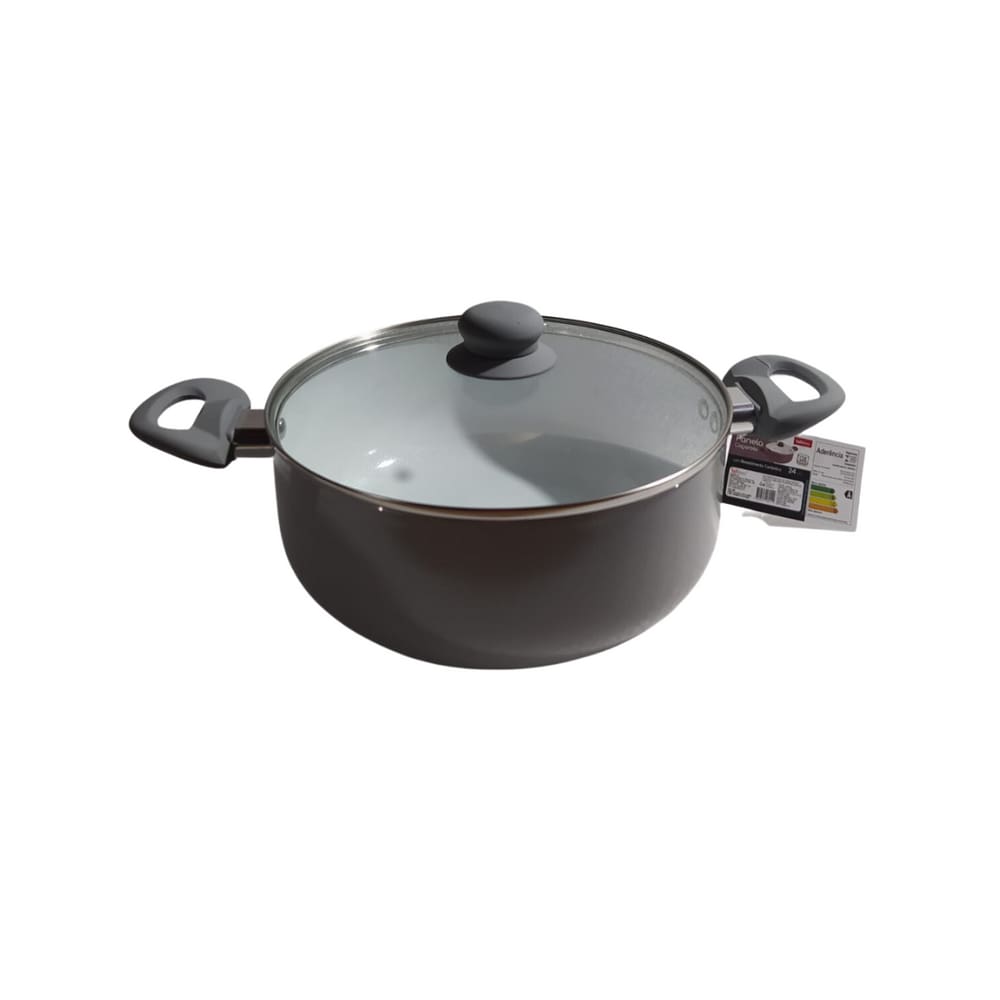 Caçarola aluminio revestimento ceramico cinza 24cm