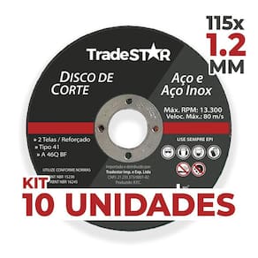 Disco Corte Fino Inox 4.1/2 X 1,2 Esmerilhadeira 10 Peças