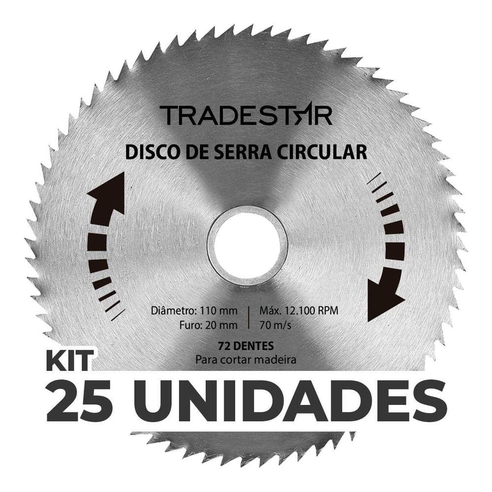 Kit 25 Discos Serra Circular Madeira 72 D 110X20Mm Makita