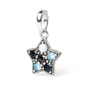 Berloque Charm Pingente Estrela Azul Em Prata 925