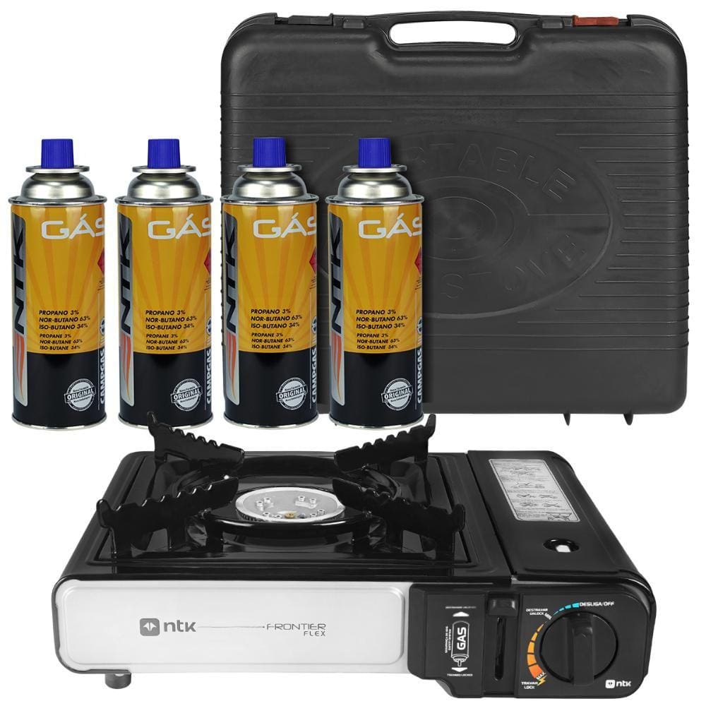 Fogareiro Nautika Frontier - Preto + 4 Cartuchos de Campgas