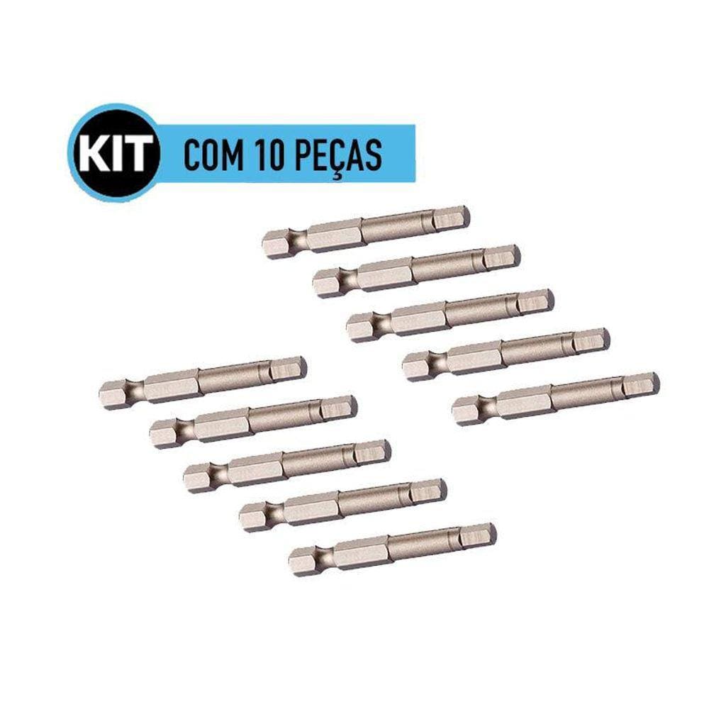 Pacote Com 10 Pecas Bits Allen Longo 6,0Mm X 75Mm Vip