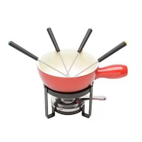 Aparelho de fondue 8pç para Queijo de Cerâmica Vermelho - Lyor