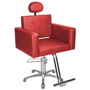 Cadeira Poltrona Cabeleireiro Evidence Encosto Fixo Vermelho