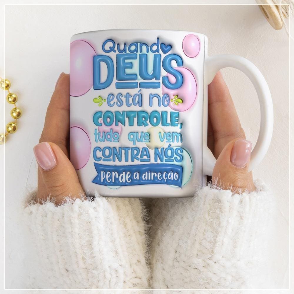 Caneca Estampada Deus no Controle