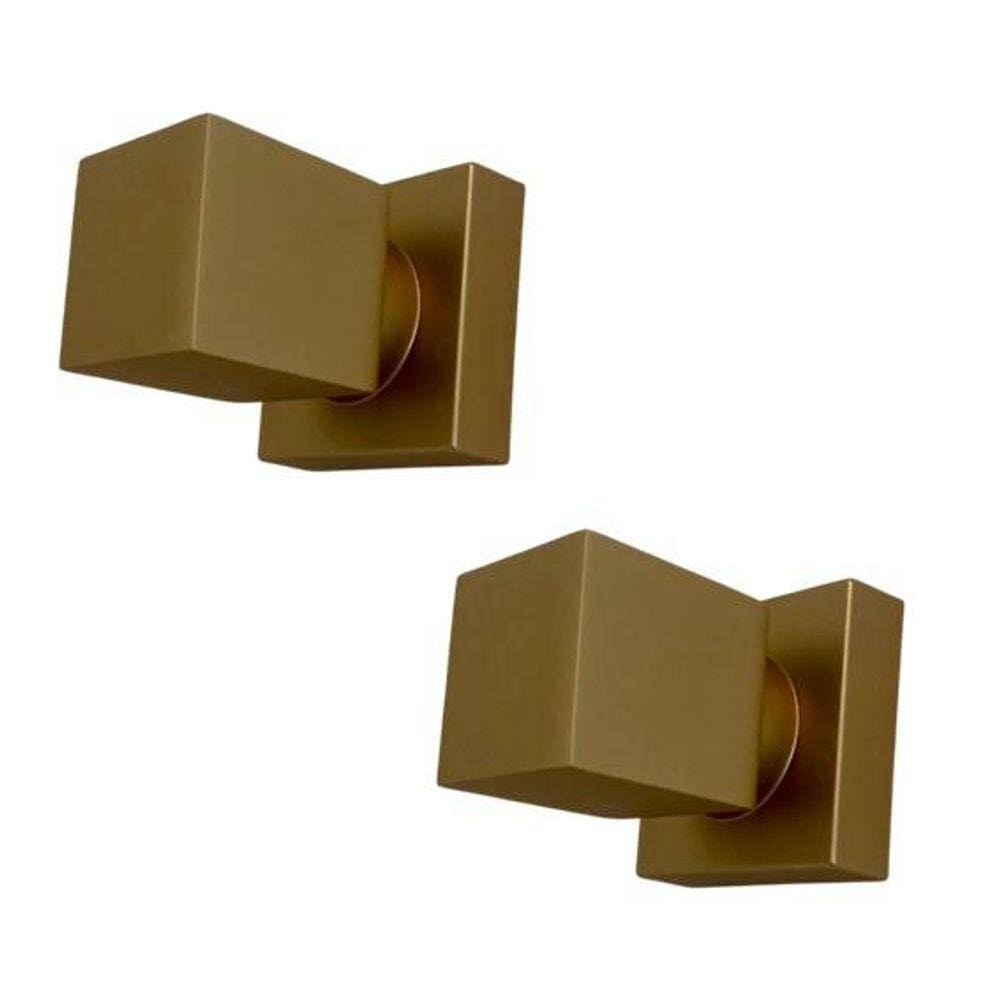 Kit 2 Acabamento Quadrado Registro Dourado Fosco Metal Padrão Deca