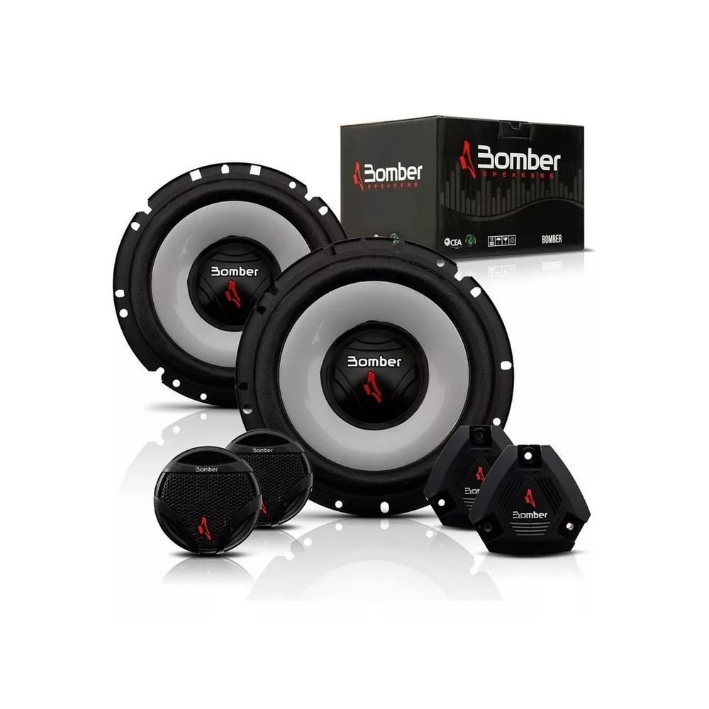 Kit 2 Alto Falantes 6 Pol Two Way Bomber Upgrade 200W Rms 4 Ohms + 2 Tweeters + 2 Crossovers