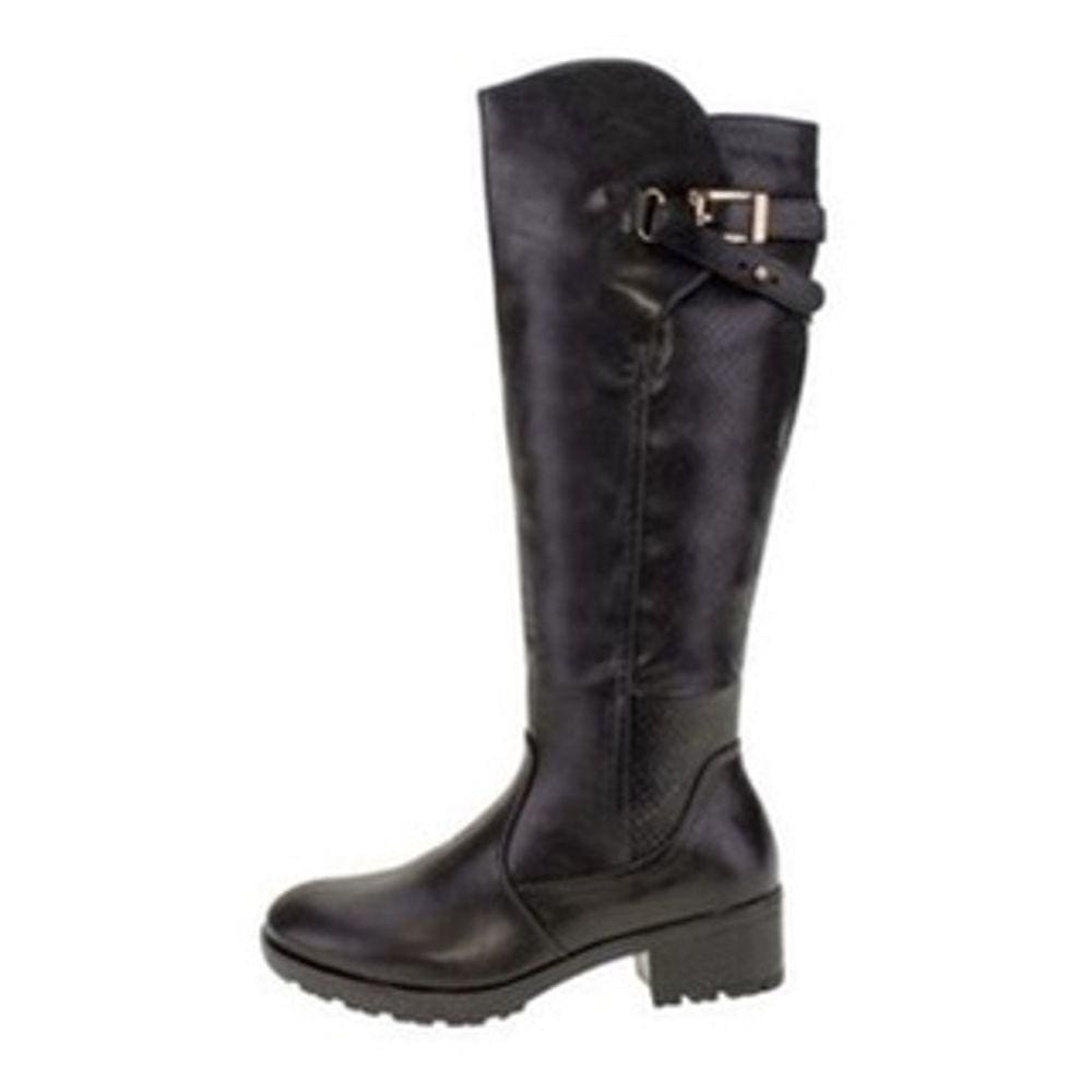 Bota feminina cano alto preta mooncity