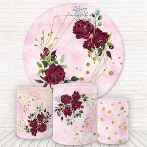 Painel Redondo E Capas 3D Sublimado Floral Fkpc-363