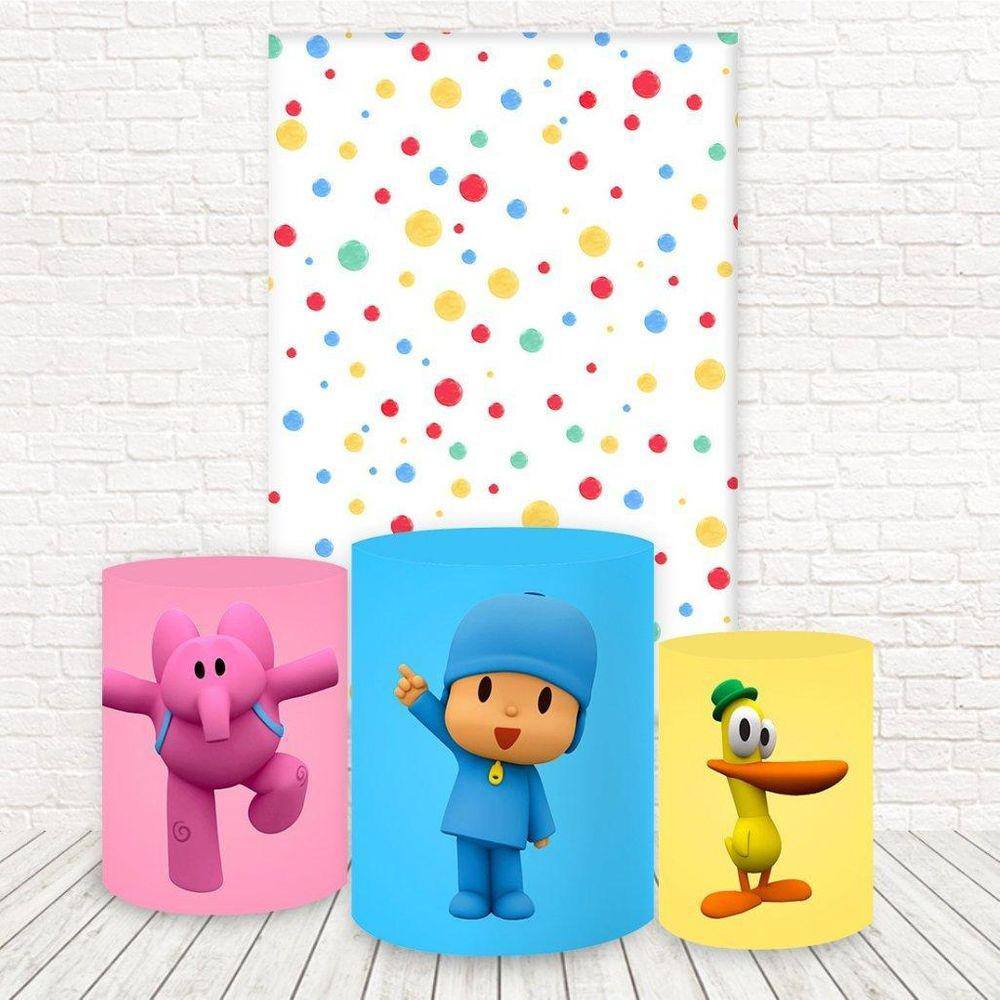 Painel Retangular E Capas 3D Sublimado Pocoyo Fkpc-1655