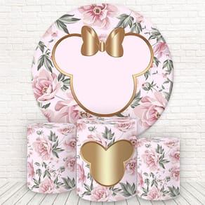 Painel Redondo E Capas 3D Sublimado Minnie Fkpc-383