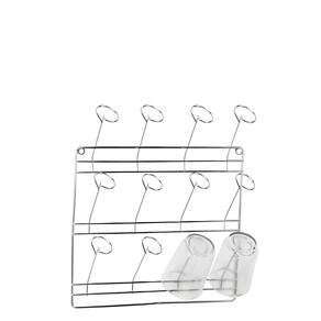 Suporte de Copos para Parede em Metal Cromado - Capacidade para 12 Copos - Design Moderno - Ideal para Cozinha e Espaços Gourmet
