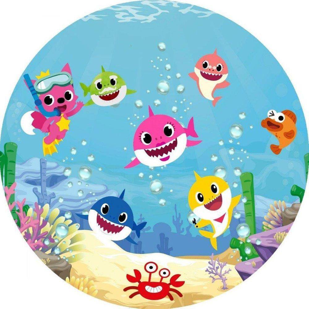 Painel Redondo 3D Sublimado Baby Shark Frd-2399
