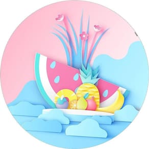 Painel Redondo 3D Sublimado Frutinhas - Quitandinha Frd-6019
