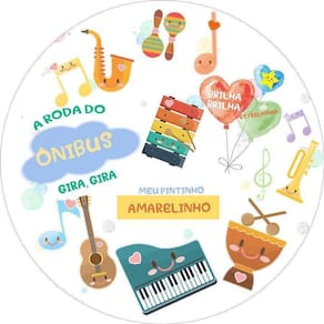 Painel Redondo 3D Sublimado Musical Frd-4671