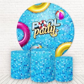 Painel Redondo E Capas 3D Sublimado Pool Party Fkpc-146