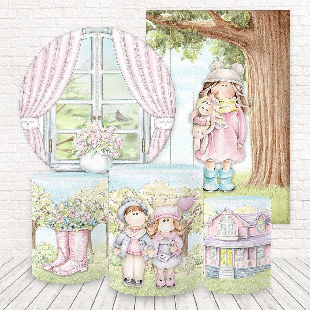 Kit 2 Painéis E Capas Tecido Casa De Bonecas Fkpc-1265