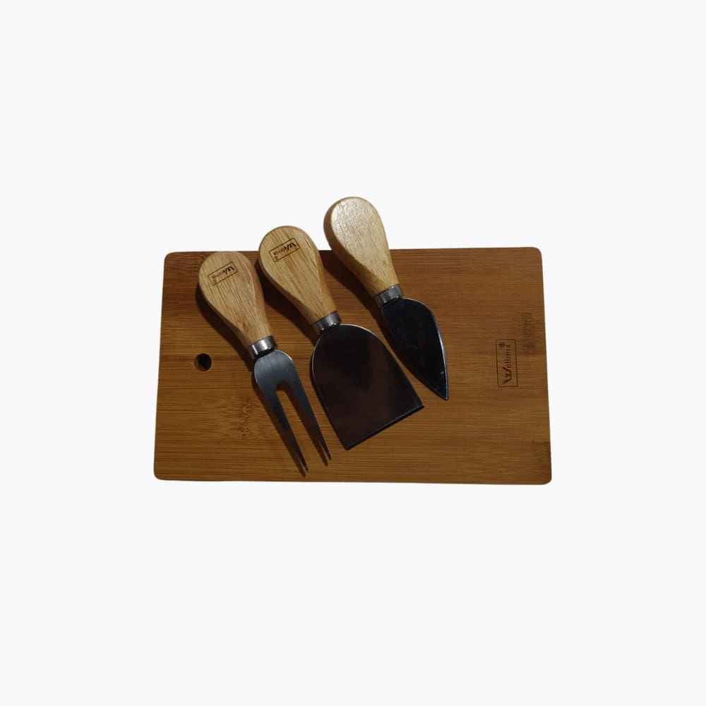 Jogo 4 pcs para queijo caixa madeira wellmix