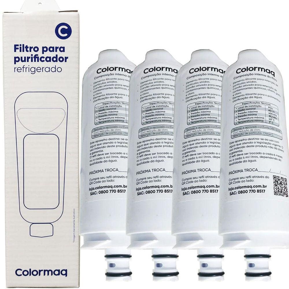 Kit 04 Filtro Refil Colormaq Acqua Purificador Cpuhevaban
