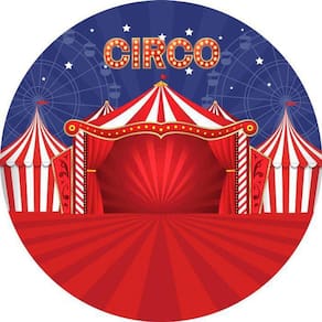 Painel Redondo 3D Sublimado Circo Vermelho Frd-314