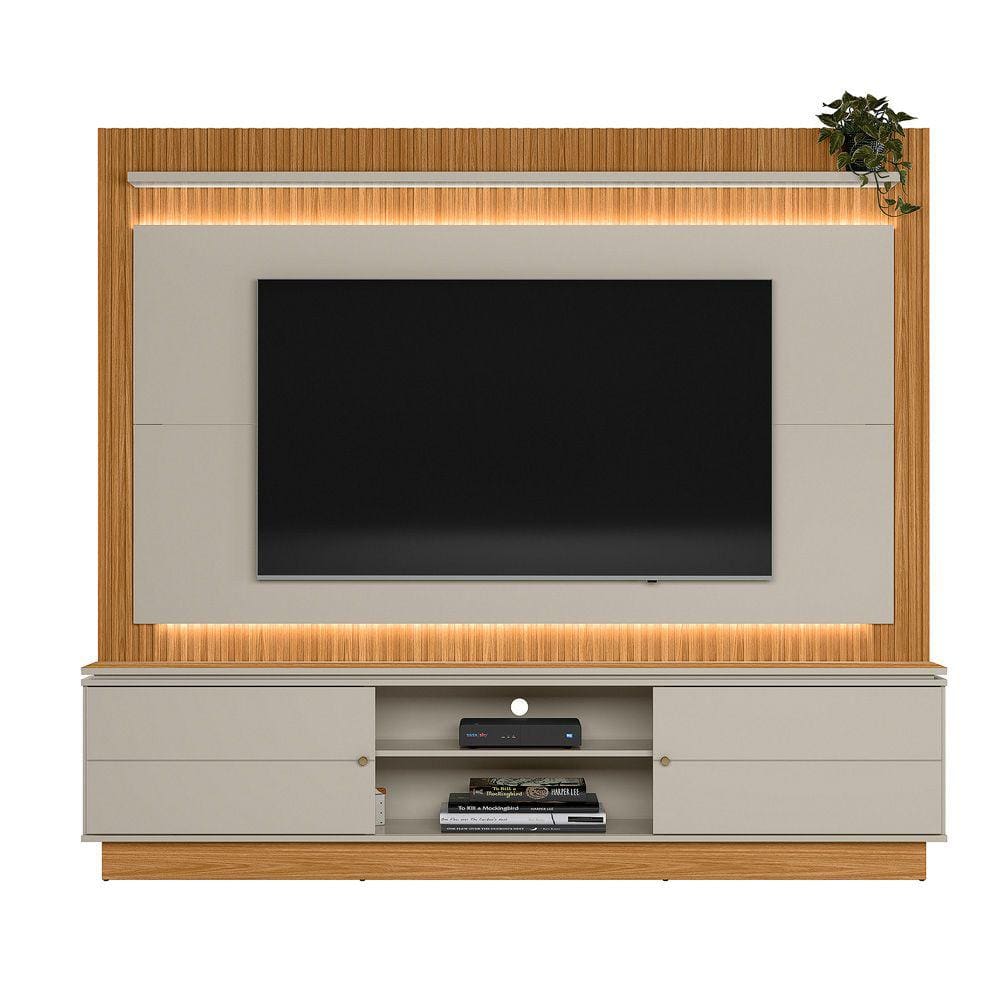 Home Ripado com Led Para Sala de Estar Tv ate 75`` Guatavita L01 Nature Off White Clique Chique