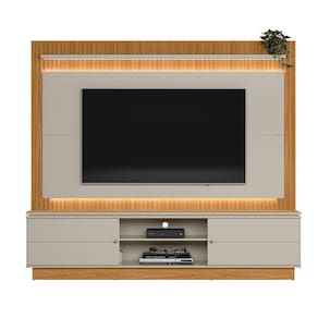 Home Ripado com Led Para Sala de Estar Tv ate 75`` Guatavita L01 Nature Off White Clique Chique