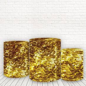 Trio De Capas Cilindros Tecido Efeito Glitter Fcc-546
