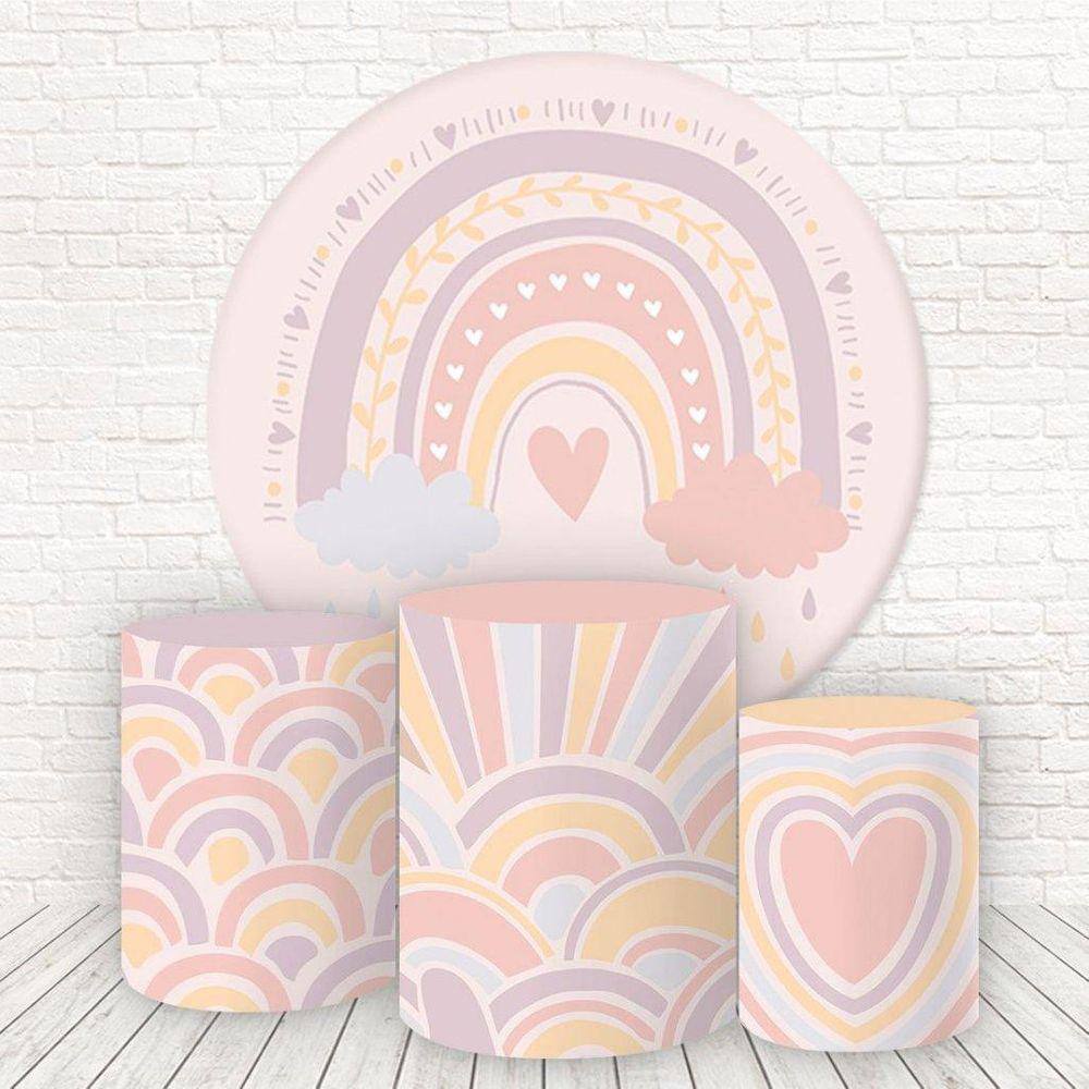 Painel Redondo E Capas Tecido Sublimado Boho Fkpc-959