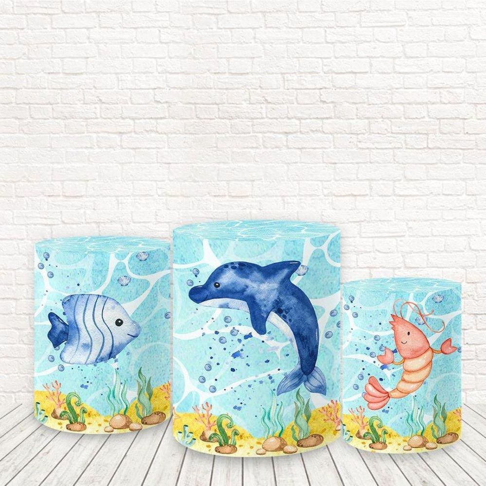 Trio De Capas Tecido Sublimado 3D Fundo Do Mar Fcc-496