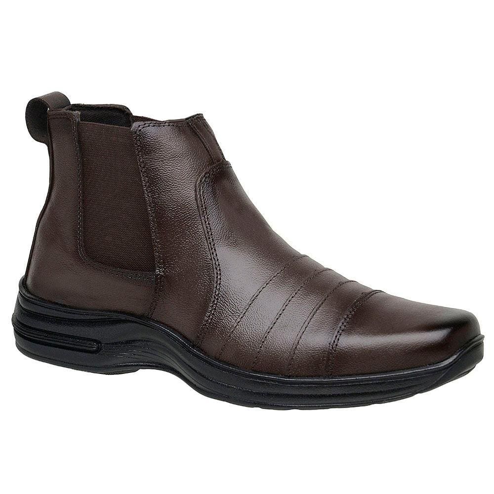 Bota Masculina Couro Cano Baixo Chelsea Casual Conforto