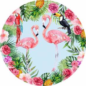 Painel Redondo 3D Sublimado Flamingo Frd-2675