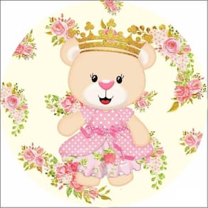 Painel Redondo 3D Sublimado Ursa Princesa Frd-1343