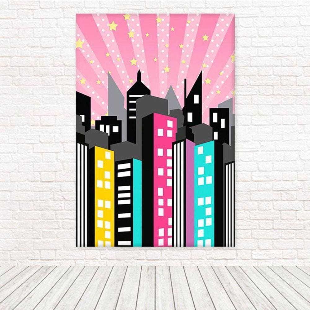 Painel Retangular Sublimado Prédios Cidade 1,5X2,2 Frt-4957