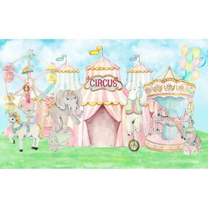 Painel Retangular 3D Sublimado Circo Rosa 2,0X1,5 Frt-154