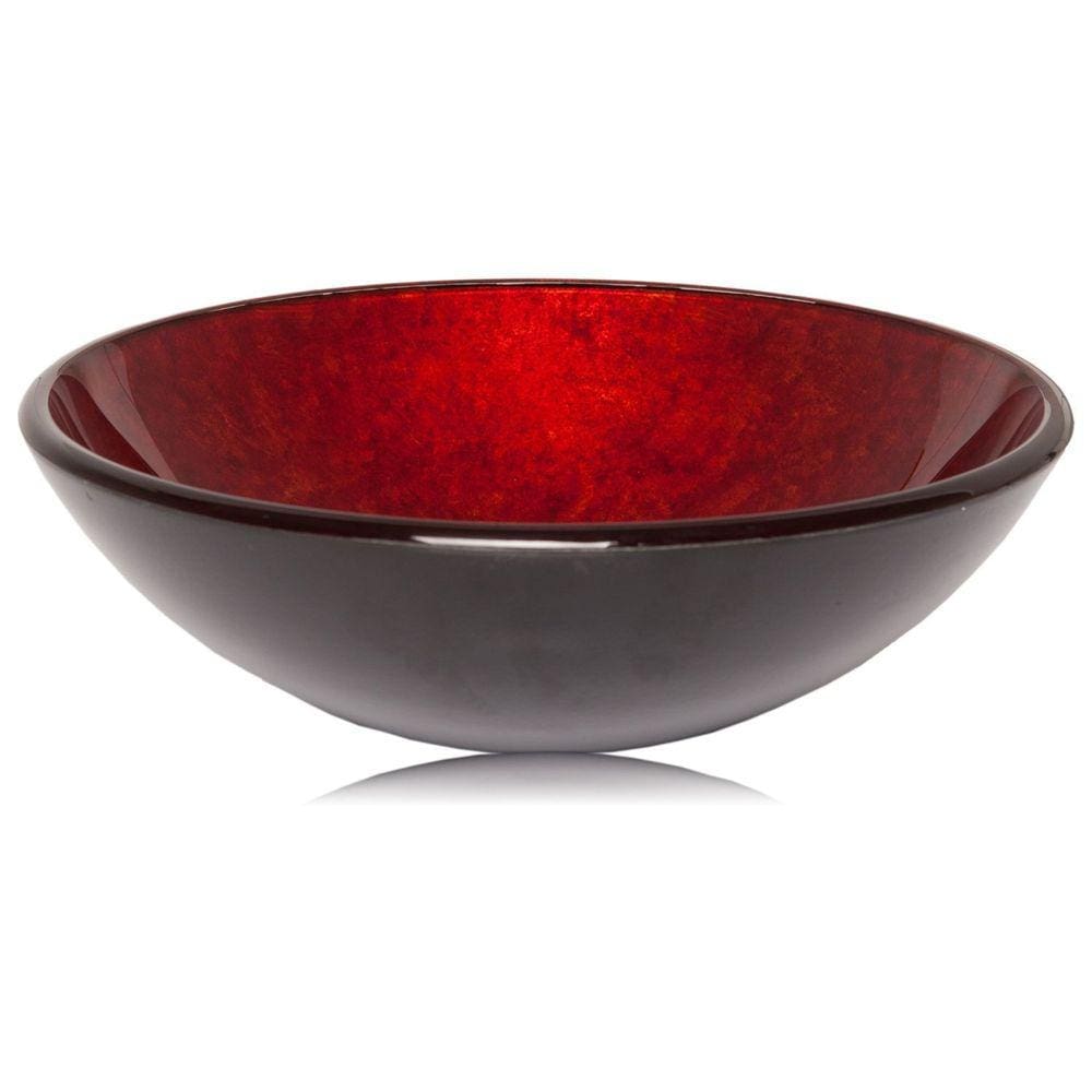 Cuba de Vidro Apoio Esmaltado Redondo Glass Mosaic Preto e Vermelho