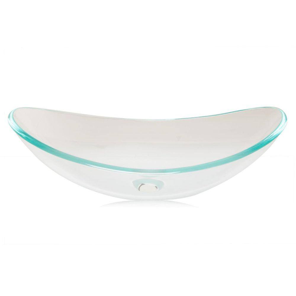 Cuba de Vidro Apoio Incolor Oval Glass Mosaic Transparente