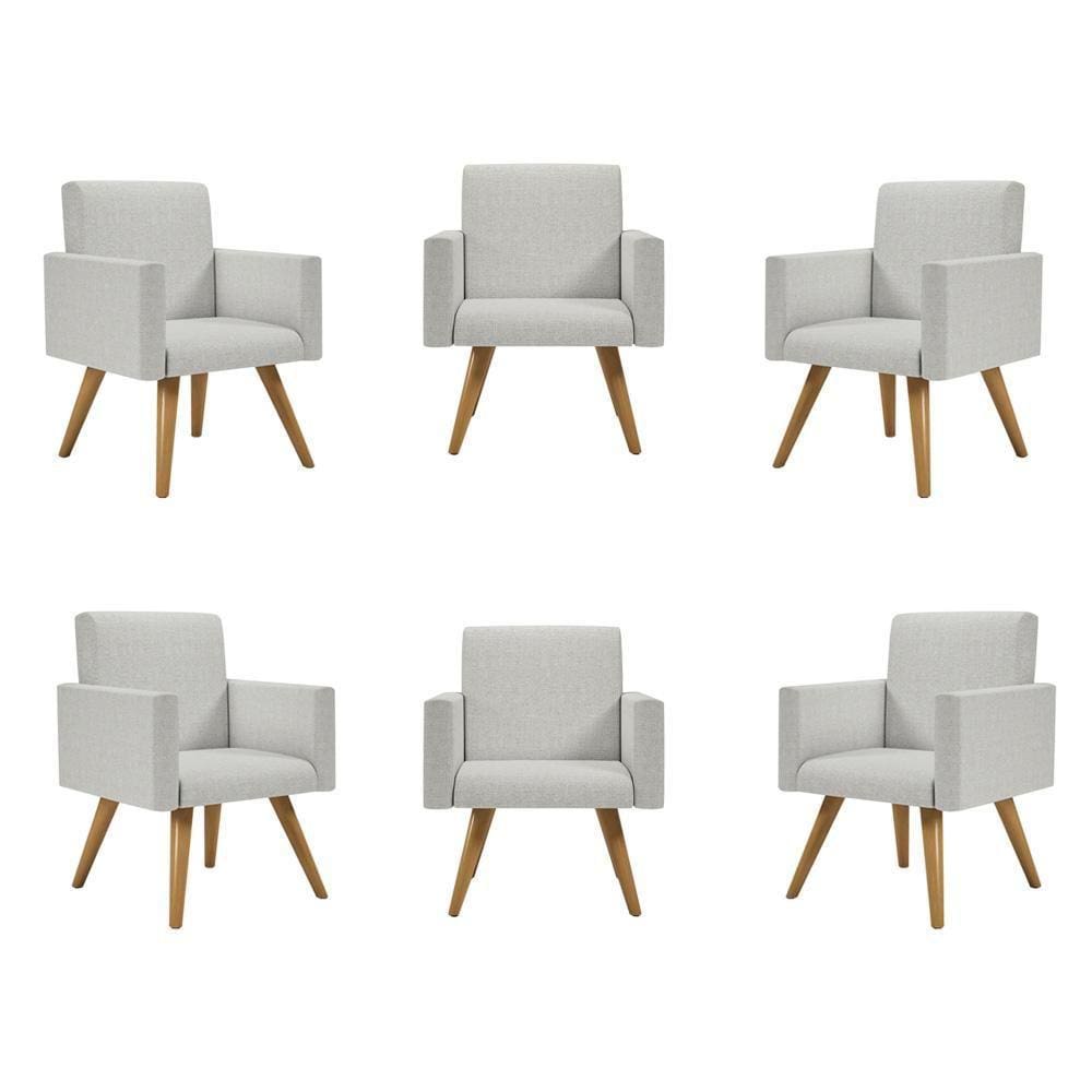 Kit 06 Poltronas Decorativa Recepção Oferta Balaqui Linho
