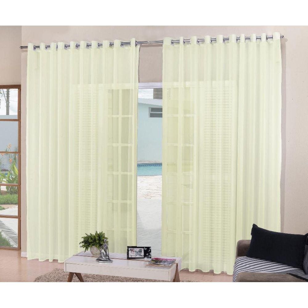 Cortina Para Sala Quarto Voal Liso Palha 4,00X2,50M