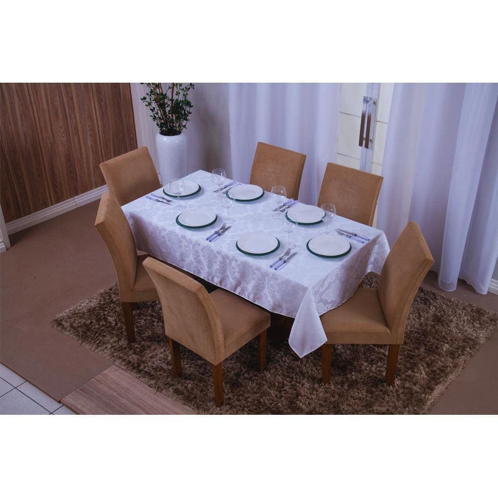 Toalha De Mesa Retangular 8 Lugares Jacquard 1,35X2,60