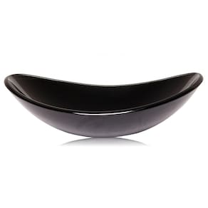 Cuba de Vidro Apoio Esmaltado Oval Glass Mosaic Preto