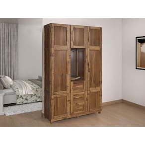 Guarda-roupa Solteiro com Espelho 7 Portas 3 Gavetas Belém Capelinha Ypê