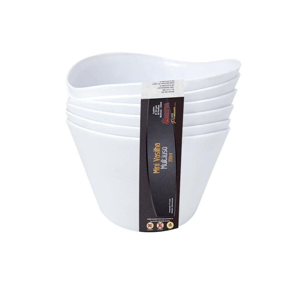 Conjunto De Mini Vasilhas Potes Para Alimentos 350Ml Branco