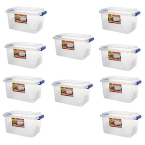 Kit 10 Caixa Organizadora Alta Tampa E Trava Transparente 8L