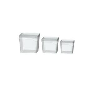 Jogo 3 Potes Organizador Quadrado 250,450,800Ml Transparente