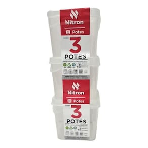 Jogo 3 Potes Quadrado Multiuso Pp Transparente 250Ml