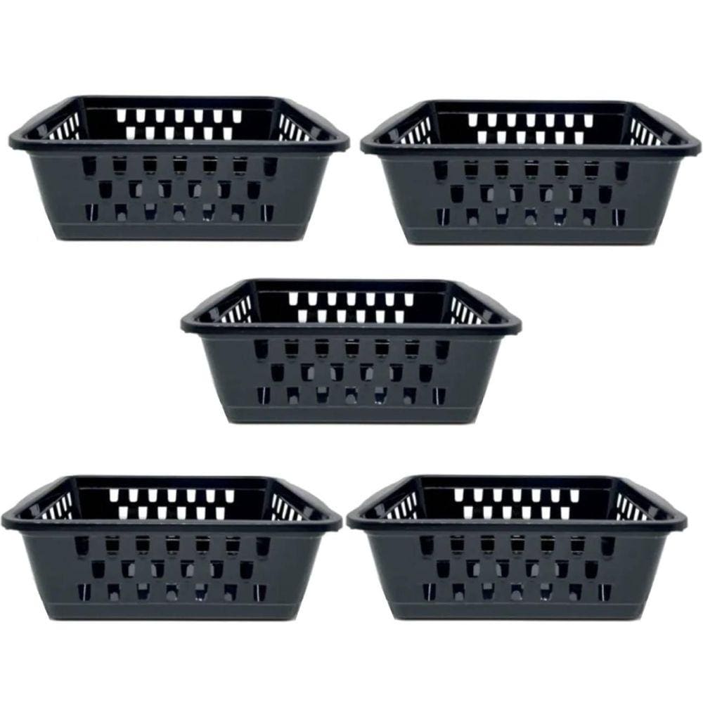 Kit 5 Cestos Organizador Pequeno 800 Ml Preto 16X12X6Cm 1908